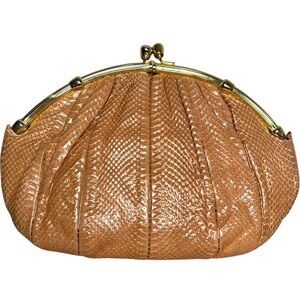 Vintage Judith Leiber Snakeskin Convertible Kisslock Clutch Oversized